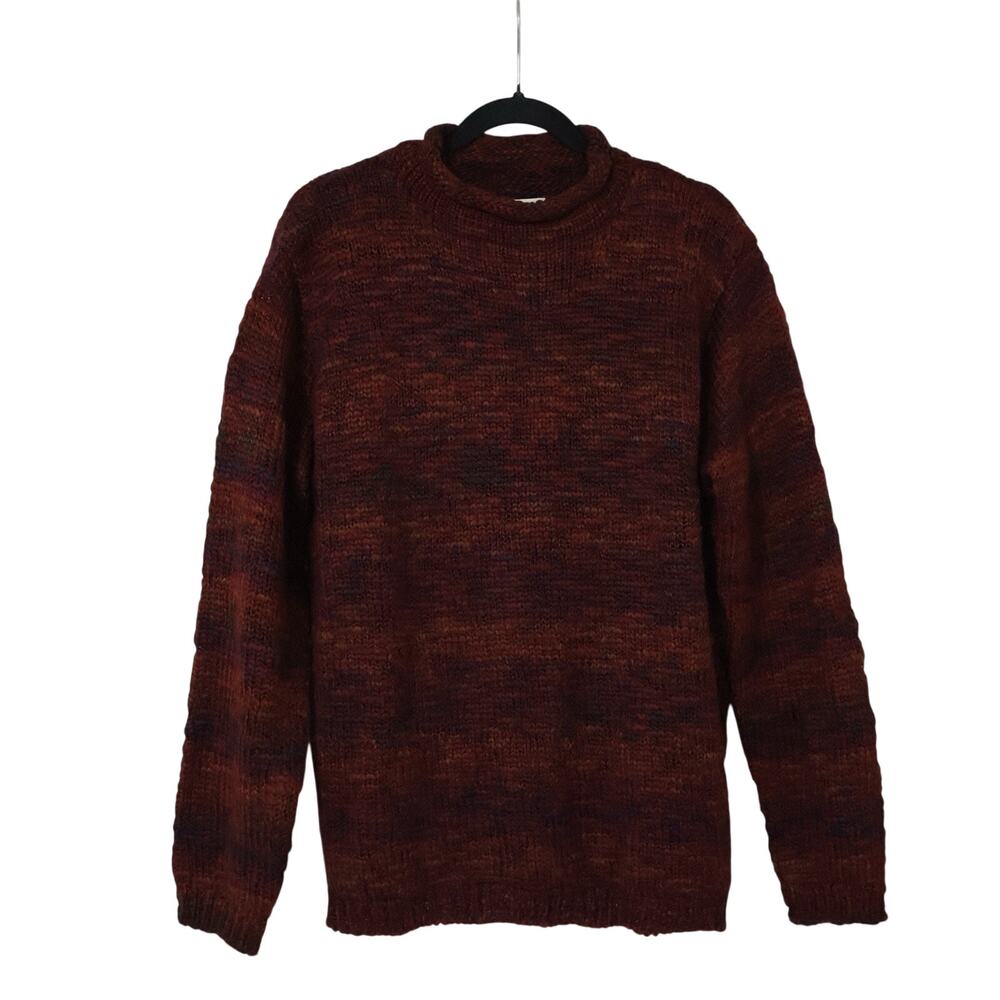Vintage St. John's Bay Burgundy Rollneck Wool Sweater L 90s Cabincore Grunge